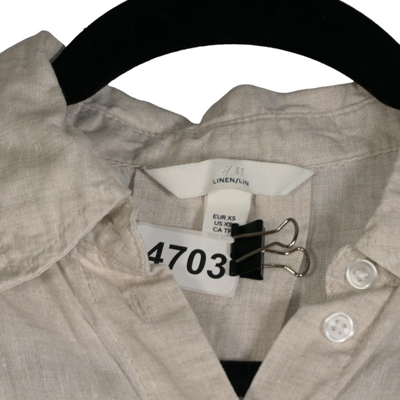 H&M Blouse Womens XS Oatmeal Cropped 100% Linen Boxy Oversize Lagenlook. - Picture 6 of 6